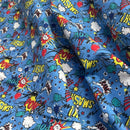 Comic Kids Pow! Smash! Cotton Fabric 150cm, Turquoise - Bull Ring Fabrics