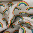 Cotton Linen Fabric Digital Printed Upholstery LGBT 54", LARGE RAINBOWS - Bull Ring Fabrics