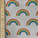 Cotton Linen Fabric Digital Printed Upholstery LGBT 54", LARGE RAINBOWS - Bull Ring Fabrics