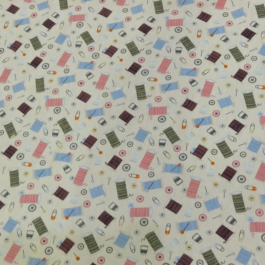 Cotton Reels Rose & Hubble Poplin Fabric, Cream - Bull Ring Fabrics