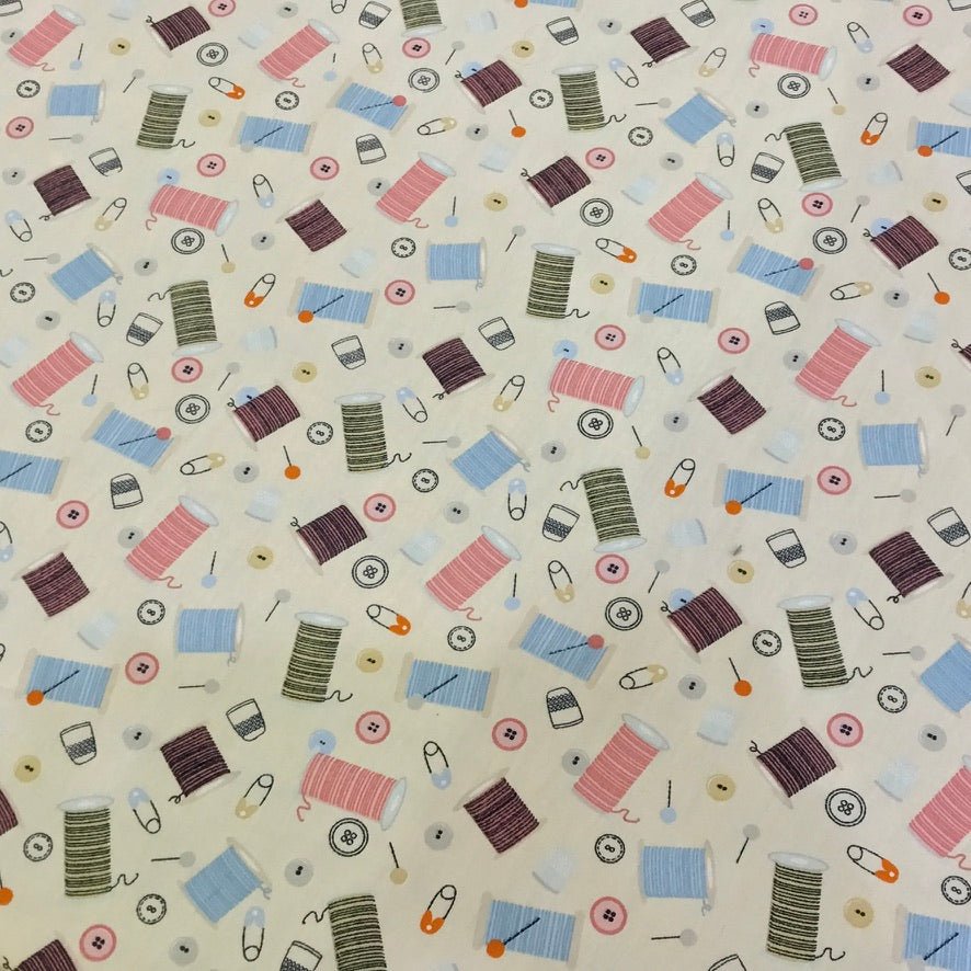 Cotton Reels Rose & Hubble Poplin Fabric, Cream - Bull Ring Fabrics