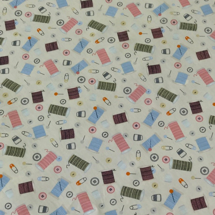 Cotton Reels Rose & Hubble Poplin Fabric, Cream - Bull Ring Fabrics