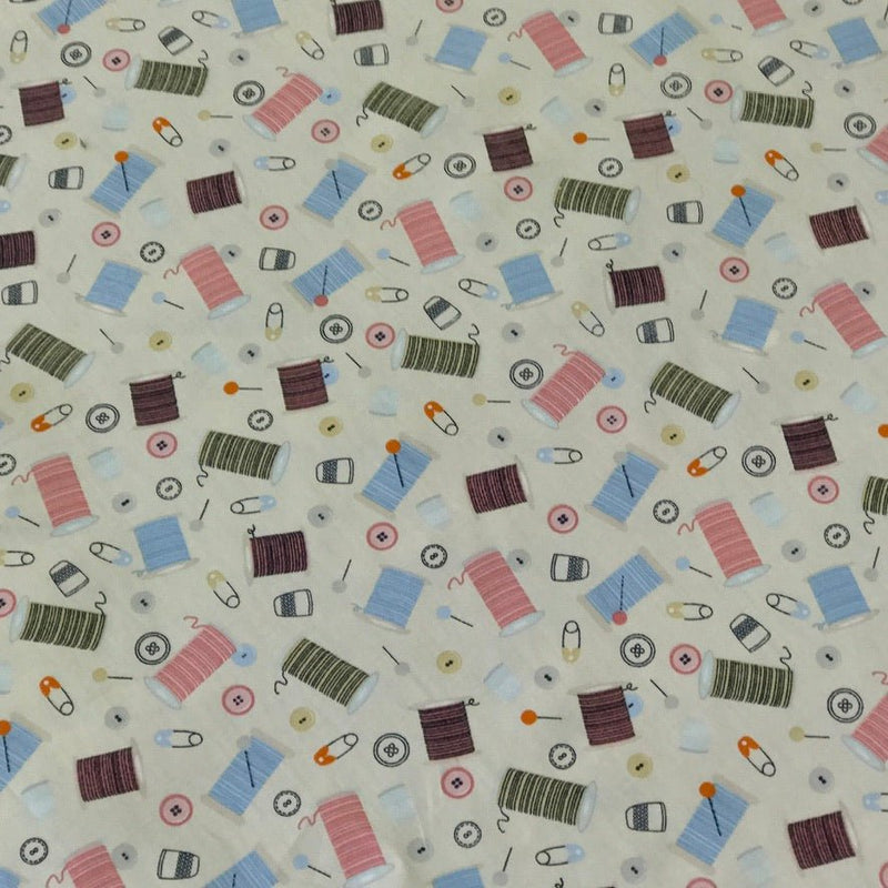 Cotton Reels Rose & Hubble Poplin Fabric, Cream - Bull Ring Fabrics