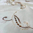 Cream Paisley Embroidered Taffeta Fabric Sequins Floral Bride Dress Material 60" - Bull Ring Fabrics