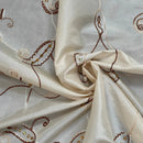 Cream Paisley Embroidered Taffeta Fabric Sequins Floral Bride Dress Material 60" - Bull Ring Fabrics