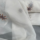 Cream Starbuzz Embroidery Floral Voile Fabric Net Curtain 150cm - Bull Ring Fabrics