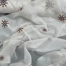 Cream Starbuzz Embroidery Floral Voile Fabric Net Curtain 150cm - Bull Ring Fabrics