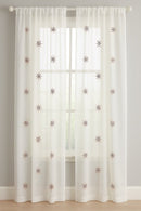 Cream Starbuzz Embroidery Floral Voile Fabric Net Curtain 150cm - Bull Ring Fabrics