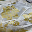 Cream Velvet Flock Taffeta Fabric Gold Floral Roses Dress Material 150cm - Bull Ring Fabrics