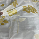 Cream Velvet Flock Taffeta Fabric Gold Floral Roses Dress Material 150cm - Bull Ring Fabrics