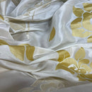 Cream Velvet Flock Taffeta Fabric Gold Floral Roses Dress Material 150cm - Bull Ring Fabrics