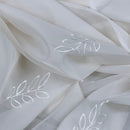 Cream Voile Embroidery Leaves Window Net Curtain Fabric 150cm Wide - Bull Ring Fabrics