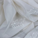Cream Voile Embroidery Leaves Window Net Curtain Fabric 150cm Wide - Bull Ring Fabrics