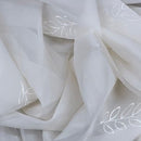 Cream Voile Embroidery Leaves Window Net Curtain Fabric 150cm Wide - Bull Ring Fabrics