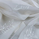Cream Voile Embroidery Leaves Window Net Curtain Fabric 150cm Wide - Bull Ring Fabrics