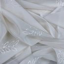 Cream Voile Embroidery Leaves Window Net Curtain Fabric 150cm Wide - Bull Ring Fabrics