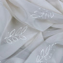 Cream Voile Embroidery Leaves Window Net Curtain Fabric 150cm Wide - Bull Ring Fabrics