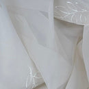 Cream Voile Embroidery Leaves Window Net Curtain Fabric 150cm Wide - Bull Ring Fabrics