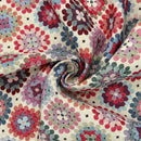 Crochet Abstract Floral Tapestry Upholstery Curtain Fabric 140cm - Bull Ring Fabrics