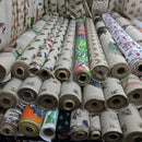 Curtain Linen Fabric Grey Money Leaf/Leaves Upholstery Cushions Eucalyptus 54" - Bull Ring Fabrics