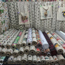 Curtain Linen Fabric Grey Money Leaf/Leaves Upholstery Cushions Eucalyptus 54" - Bull Ring Fabrics