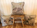 Cushion Bag Panels Animals Linen Fabric Kitten Dogs Rabbit Hare Peacocks 18x18" - Bull Ring Fabrics