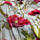 Digital Print Floral Flowers Silk Touch Satin Dress Fabric 60" Off White - Bull Ring Fabrics