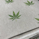 Digital Printed Cotton Linen Fabric, Hemp Leaf - Bull Ring Fabrics