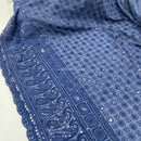 Dress Broderie Anglaise Paisley Sequin Lawn Cotton Dress Cloth Fabric, Navy - Bull Ring Fabrics