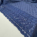 Dress Broderie Anglaise Paisley Sequin Lawn Cotton Dress Cloth Fabric, Navy - Bull Ring Fabrics