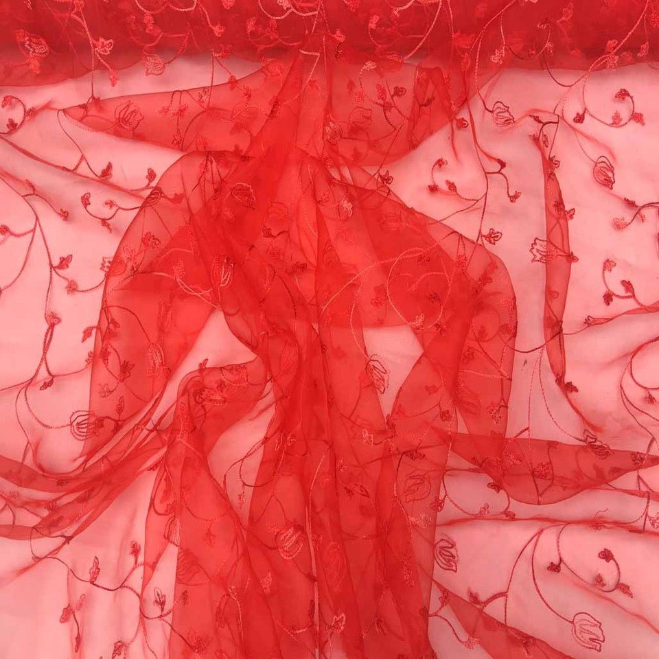 Embroidered Organza Window Voile Draping Fabric - Bull Ring Fabrics
