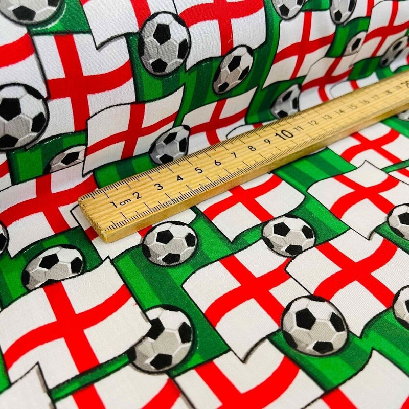 England Flags Football Polycotton Fabric 45”, 5.5 Metres - Bull Ring Fabrics