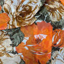 Floral Chiffon Fabric Orange Floral Flowers Print Dress Scarf Hijab - Bull Ring Fabrics