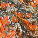 Floral Chiffon Fabric Orange Floral Flowers Print Dress Scarf Hijab - Bull Ring Fabrics