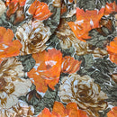 Floral Chiffon Fabric Orange Floral Flowers Print Dress Scarf Hijab - Bull Ring Fabrics