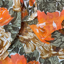 Floral Chiffon Fabric Orange Floral Flowers Print Dress Scarf Hijab - Bull Ring Fabrics