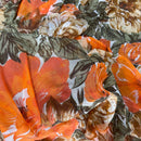 Floral Chiffon Fabric Orange Floral Flowers Print Dress Scarf Hijab - Bull Ring Fabrics