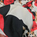 Floral Leopard Print Crepe Fabric Red Rose Animal Print Dress Material - Bull Ring Fabrics