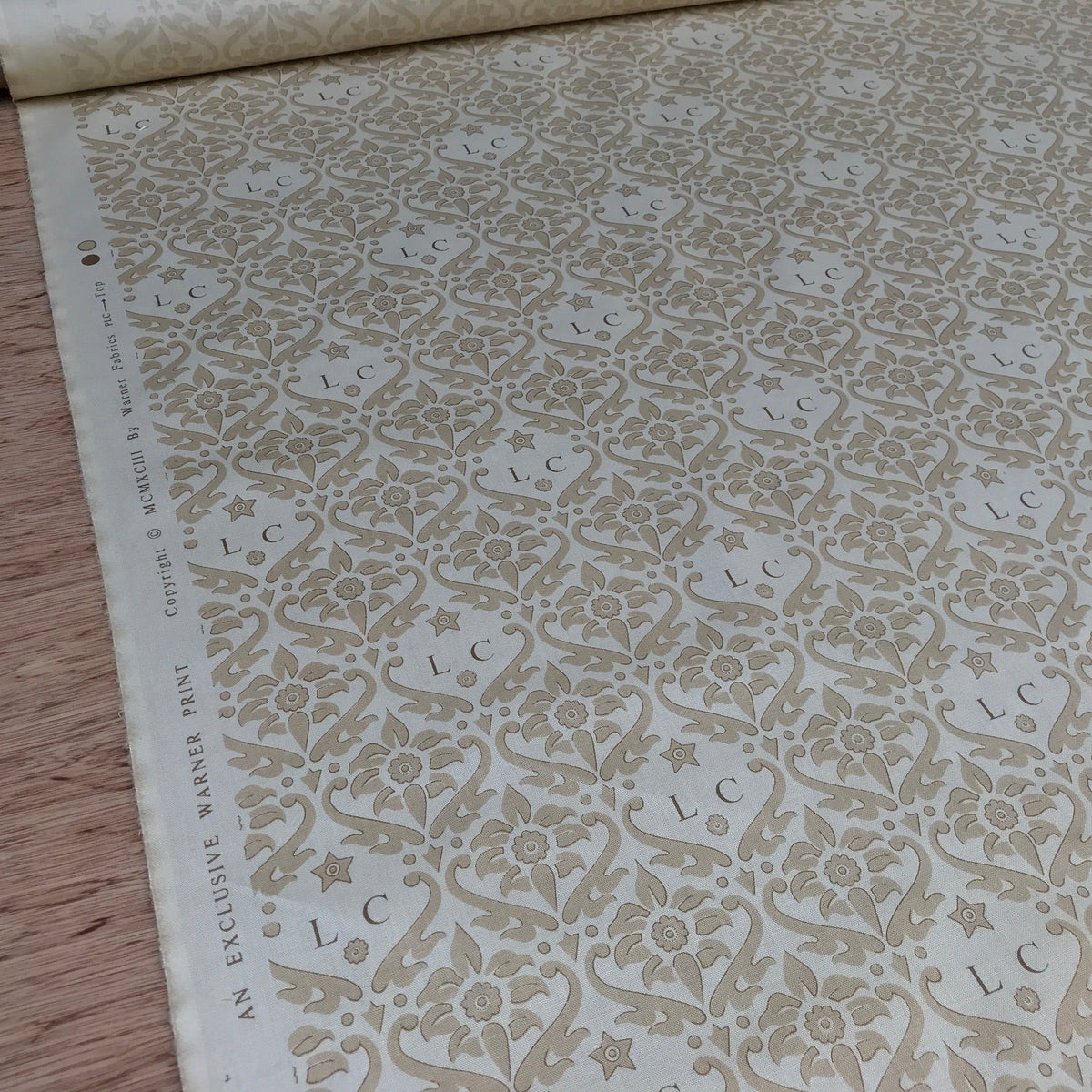 Gold Cotton Print L.Carter LC Damask Warner Fabrics - Bull Ring Fabrics
