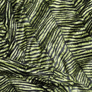 Green Black Zebra Print Velvet Dress Elastic Waist Textured Animal Print - Bull Ring Fabrics