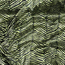 Green Black Zebra Print Velvet Dress Elastic Waist Textured Animal Print - Bull Ring Fabrics