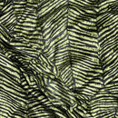 Green Black Zebra Print Velvet Dress Elastic Waist Textured Animal Print - Bull Ring Fabrics