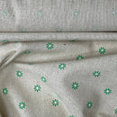 Green Small Floral Daisy Cotton Linen Fabric 54" - Bull Ring Fabrics