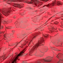 Grey Floral Upholstery Curtain Brocade Fabric 140cm, Red - Bull Ring Fabrics
