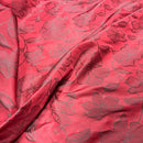 Grey Floral Upholstery Curtain Brocade Fabric 140cm, Red - Bull Ring Fabrics
