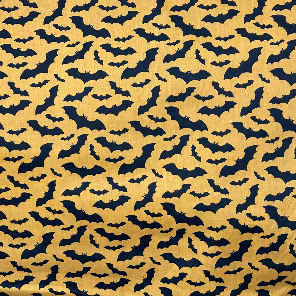 Halloween Black Bats PolyCotton Fabric Dress Craft Spooky Bunting 45" Orange - Bull Ring Fabrics