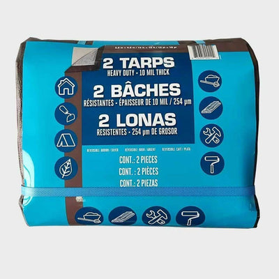 Heavy Duty 10mm Brown & Silver Tarpaulin Cover 2 Pack 12x16ft (3.65m x 4.87m) - Bull Ring Fabrics