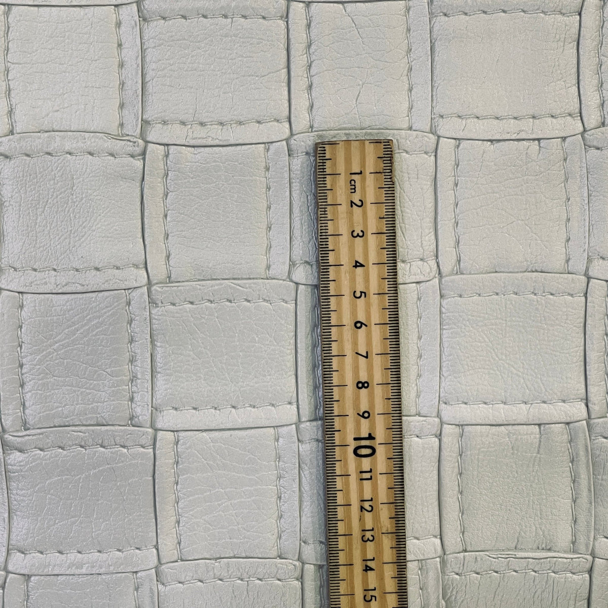 Heavy Vinyl Faux Leather Square Box Quilted Fabric 54", Ivory/Cream - Bull Ring Fabrics