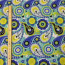 Indian Paisley Floral Dress Cotton Poplin Hancock Fabric 45", Blue - Bull Ring Fabrics