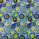 Indian Paisley Floral Dress Cotton Poplin Hancock Fabric 45", Blue - Bull Ring Fabrics